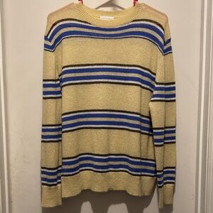 vestique Crewneck Sweater with Blue and Black Stripes